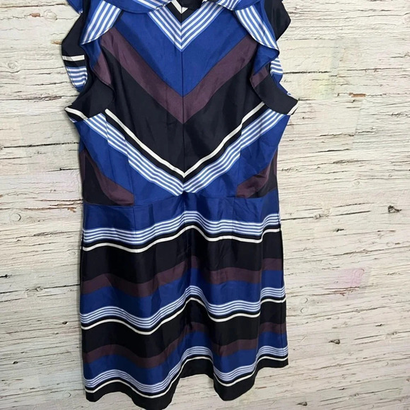 Banana republic size 12 purple blue dress midi striped - Picture 6 of 8